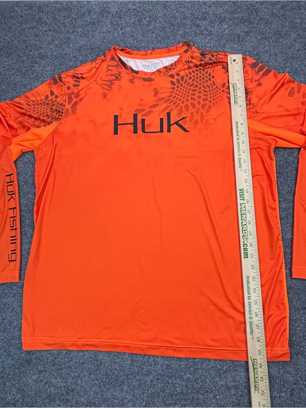 Huk Fishing Shirt Mens XL Orange Kryptek Camo Long Sleeve Performance UV Hunt - Picture 11 of 14